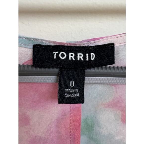 Torrid Sheer Watercolor Swim Cover-Up Size 0 Open Front Tie Waist Maxi - Picture 3 of 4